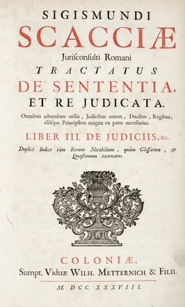  Scaccia Sigismondo : Tractatus de commerciis, et cambio.  - Auction Graphics & Books - Libreria Antiquaria Gonnelli - Casa d'Aste - Gonnelli Casa d'Aste