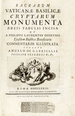  Dionisi Filippo Lorenzo : Sacrarum Vaticanae Basilicae cryptarum monumenta. Architettura, Figurato, Collezionismo e Bibliografia  - Auction Graphics & Books - Libreria Antiquaria Gonnelli - Casa d'Aste - Gonnelli Casa d'Aste