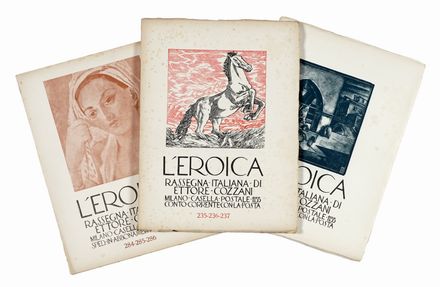 L'Eroica. Rassegna italiana di Ettore Cozzani. Anno XXVI, n. 215-216.  Ettore Cozzani, Luigi Servolini  (Livorno, 1900 - 1981), Aldo Patocchi  (Basilea, 1907 - Lugano, 1986), Mario Delitala  (Orani, 1887 - Sassari, 1990), Valerio Fraschetti  (Roma, 1910 - 1977), Publio Morbiducci  (Roma, 1889 - Roma, 1963), Bernardino Palazzi  (Nuoro, 1907 - Roma, 1986)  - Asta Grafica & Libri - Libreria Antiquaria Gonnelli - Casa d'Aste - Gonnelli Casa d'Aste