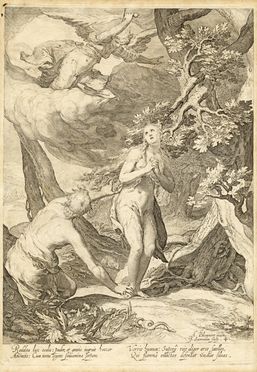  Hendrik Goltzius  (Mhlbracht,, 1558 - Haarlem,, 1617) [cerchia di] : Apollo e Coronis / Le sorelle di Fetonte mutate in pioppi e Cygnus in cigno.  - Auction Graphics & Books - Libreria Antiquaria Gonnelli - Casa d'Aste - Gonnelli Casa d'Aste