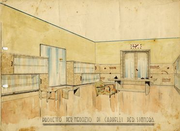  Gino Fagioli : Lotto composto di 19 progetti di design d'interni.  - Auction Graphics & Books - Libreria Antiquaria Gonnelli - Casa d'Aste - Gonnelli Casa d'Aste
