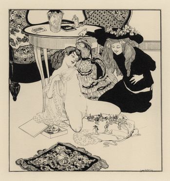  Franz Von Bayros (detto Choisy Le Conin)  (Agram, 1866 - Vienna, 1924) : Lotto comspoto di 5 tavole da La Grenouillère.  - Asta Grafica & Libri - Libreria Antiquaria Gonnelli - Casa d'Aste - Gonnelli Casa d'Aste