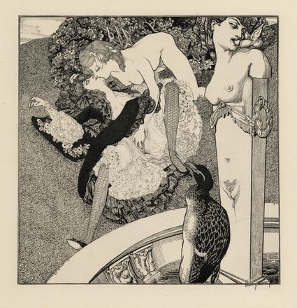  Franz Von Bayros (detto Choisy Le Conin)  (Agram, 1866 - Vienna, 1924) : Lotto comspoto di 5 tavole da La Grenouillère.  - Asta Grafica & Libri - Libreria Antiquaria Gonnelli - Casa d'Aste - Gonnelli Casa d'Aste