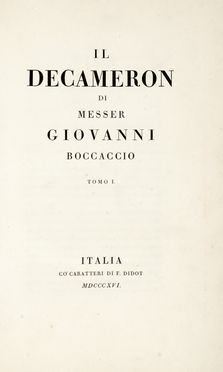  Boccaccio Giovanni : Il Decameron. Tomo I (-IV).  - Asta Grafica & Libri - Libreria Antiquaria Gonnelli - Casa d'Aste - Gonnelli Casa d'Aste
