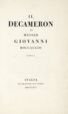  Boccaccio Giovanni : Il Decameron. Tomo I (-IV). Classici, Letteratura italiana, Letteratura, Letteratura  - Auction Graphics & Books - Libreria Antiquaria Gonnelli - Casa d'Aste - Gonnelli Casa d'Aste