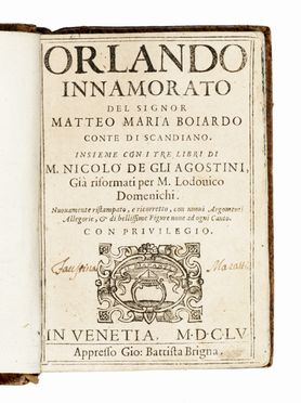  Boiardo Matteo Maria : Orlando innamorato. Letteratura italiana, Letteratura  - Auction Graphics & Books - Libreria Antiquaria Gonnelli - Casa d'Aste - Gonnelli Casa d'Aste