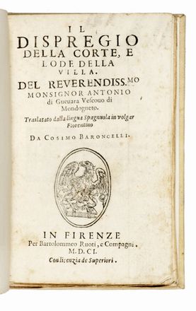  Dal Pozzo Paride : Duello libro de re, imperatori, prencipi signori, gentil'huomini, & de tutti armigeri...  Giovanni Battista Pigna, Antonio (de) Guevara  - Asta Grafica & Libri - Libreria Antiquaria Gonnelli - Casa d'Aste - Gonnelli Casa d'Aste