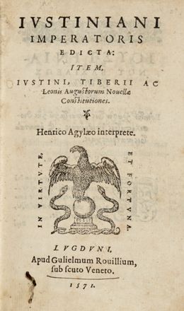  Justinianus : Edicta: item, Iustini, Tiberii ac Leonis Augustorum Novellae constitutiones. Diritto, Classici, Storia, Diritto e Politica, Letteratura  - Auction Graphics & Books - Libreria Antiquaria Gonnelli - Casa d'Aste - Gonnelli Casa d'Aste