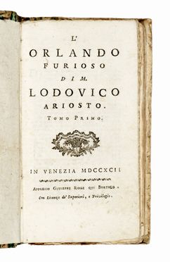  Ariosto Ludovico : L'Orlando furioso. Tomo primo (-terzo). Letteratura italiana, Letteratura  Carlo Innocenzo Frugoni  - Auction Graphics & Books - Libreria Antiquaria Gonnelli - Casa d'Aste - Gonnelli Casa d'Aste