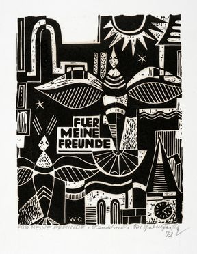  Wilhelm Geissler  (Hamm, 1895 - Wuppertal, 1977) : Wilhelm Geissler Schwarzweisse Polaritt.  - Auction Graphics & Books - Libreria Antiquaria Gonnelli - Casa d'Aste - Gonnelli Casa d'Aste