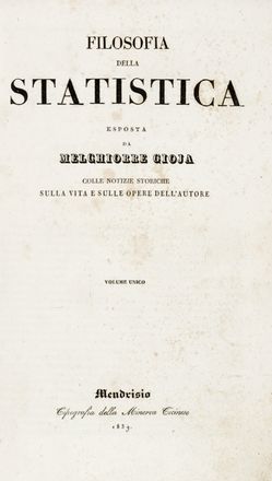 Gioia Melchiorre : Filosofia della statistica.  - Asta Grafica & Libri - Libreria Antiquaria Gonnelli - Casa d'Aste - Gonnelli Casa d'Aste