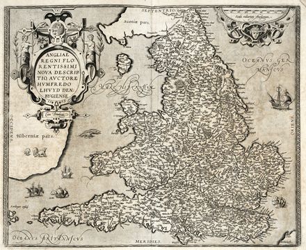  Abraham Ortelius  (Anversa, 1527 - 1598) : Lotto di cinque carte geografiche di Inghilterra e Irlanda.  - Asta Grafica & Libri - Libreria Antiquaria Gonnelli - Casa d'Aste - Gonnelli Casa d'Aste