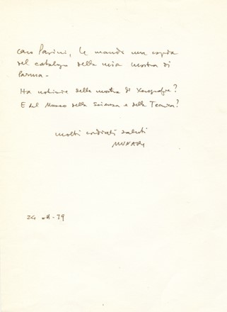  Munari Bruno : Lettera autografa firmata e catalogo di mostra 'Titolo del libro' autografato.  - Asta Grafica & Libri - Libreria Antiquaria Gonnelli - Casa d'Aste - Gonnelli Casa d'Aste