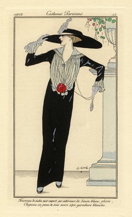  George Barbier  (Nantes, 1882 - Parigi, 1932) [e altri] : Lotto composto di 3 pochoir da Costumes Parisiens.  George Barbier  (Nantes, 1882 - Parigi, 1932), Robert Pichenot, J. Goi  - Auction Graphics & Books - Libreria Antiquaria Gonnelli - Casa d'Aste - Gonnelli Casa d'Aste