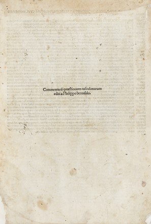  Cicero Marcus Tullius : Commentarii quaestionum tusculanarum editi a Philippo beroaldo. Incunabolo, Collezionismo e Bibliografia  Filippo Beroaldo  - Auction Graphics & Books - Libreria Antiquaria Gonnelli - Casa d'Aste - Gonnelli Casa d'Aste