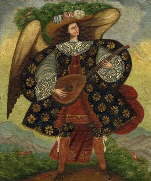 Anonimo del XVIII secolo : Coppia di angeli musicanti.  - Auction Graphics & Books - Libreria Antiquaria Gonnelli - Casa d'Aste - Gonnelli Casa d'Aste