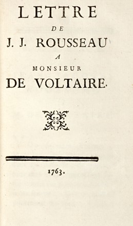  Rousseau Jean Jacques : Lettre [...] a monsieur De Voltaire. Filosofia, Diritto, Storia, Diritto e Politica  - Auction Graphics & Books - Libreria Antiquaria Gonnelli - Casa d'Aste - Gonnelli Casa d'Aste