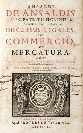  Scaccia Sigismondo : Tractatus de commerciis, et cambio.  Ansaldo Ansaldi  - Asta Grafica & Libri - Libreria Antiquaria Gonnelli - Casa d'Aste - Gonnelli Casa d'Aste