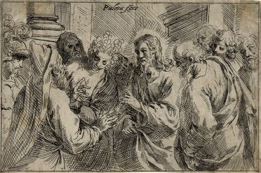  Jacopo Negretti (detto Palma il Giovane)  (Venezia, 1548 - 1628) : Cristo e l'adultera.  - Auction Graphics & Books - Libreria Antiquaria Gonnelli - Casa d'Aste - Gonnelli Casa d'Aste