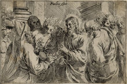  Jacopo Negretti (detto Palma il Giovane)  (Venezia, 1548 - 1628) : Cristo e l'adultera.  - Asta Grafica & Libri - Libreria Antiquaria Gonnelli - Casa d'Aste - Gonnelli Casa d'Aste