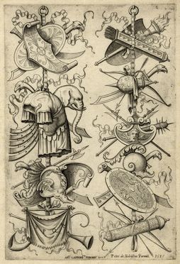  Enea Vico  (Parma, 1523 - Ferrara, 1567) : Due tavole da Grotteschi con trofei di guerra.  - Asta Grafica & Libri - Libreria Antiquaria Gonnelli - Casa d'Aste - Gonnelli Casa d'Aste