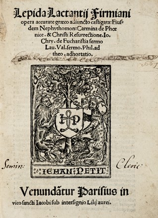  Lactantius Lucius Caecilius Firmianus : Opera accurate graeco adiuncto castigata. Letteratura classica, Letteratura  - Auction Graphics & Books - Libreria Antiquaria Gonnelli - Casa d'Aste - Gonnelli Casa d'Aste