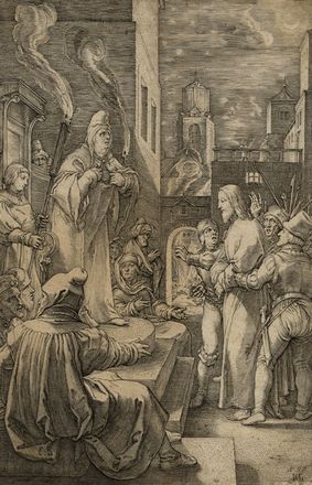  Hendrik Goltzius  (Mühlbracht, 1558 - Haarlem, 1617) : Cristo davanti a Caifa.  - Auction Graphics & Books - Libreria Antiquaria Gonnelli - Casa d'Aste - Gonnelli Casa d'Aste