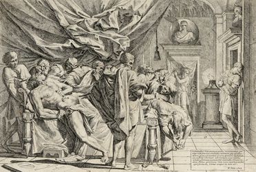  Giovanni Cesare Testa  (Lucca,  - 1655) : Cristo morto compianto dagli angeli.  - Auction Graphics & Books - Libreria Antiquaria Gonnelli - Casa d'Aste - Gonnelli Casa d'Aste
