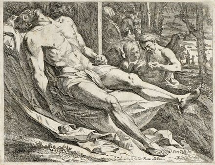  Giovanni Cesare Testa  (Lucca,  - 1655) : Cristo morto compianto dagli angeli.  - Asta Grafica & Libri - Libreria Antiquaria Gonnelli - Casa d'Aste - Gonnelli Casa d'Aste
