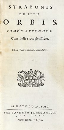  Strabo : De situ orbis libri XVII. Tomus primus (-secundus).  - Asta Grafica & Libri - Libreria Antiquaria Gonnelli - Casa d'Aste - Gonnelli Casa d'Aste