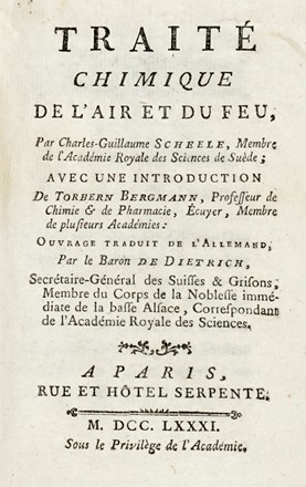  Scheele Carl Willhelm : Traite chimique de l'air et du feu. Fisica, Scienze tecniche e matematiche, Scienze tecniche e matematiche  - Auction Graphics & Books - Libreria Antiquaria Gonnelli - Casa d'Aste - Gonnelli Casa d'Aste