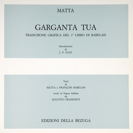  Matta Roberto Antonio Sebastian : Garganta tua. Libro d'Artista, Collezionismo e Bibliografia  - Auction Graphics & Books - Libreria Antiquaria Gonnelli - Casa d'Aste - Gonnelli Casa d'Aste