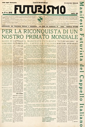  Somenzi Mino [e altri] : Futurismo. Settimanale del futurismo italiano e mondiale. Anno II, numeri 21, 23, 26, 27, 28, 32, 33, 37, 39, 45-46, 56.  - Asta Grafica & Libri - Libreria Antiquaria Gonnelli - Casa d'Aste - Gonnelli Casa d'Aste