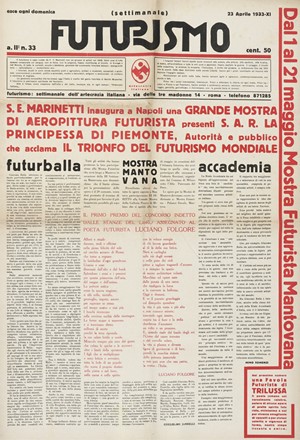  Somenzi Mino [e altri] : Futurismo. Settimanale del futurismo italiano e mondiale. Anno II, numeri 21, 23, 26, 27, 28, 32, 33, 37, 39, 45-46, 56.  - Asta Grafica & Libri - Libreria Antiquaria Gonnelli - Casa d'Aste - Gonnelli Casa d'Aste