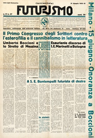  Somenzi Mino [e altri] : Futurismo. Settimanale del futurismo italiano e mondiale. Anno II, numeri 21, 23, 26, 27, 28, 32, 33, 37, 39, 45-46, 56.  - Asta Grafica & Libri - Libreria Antiquaria Gonnelli - Casa d'Aste - Gonnelli Casa d'Aste