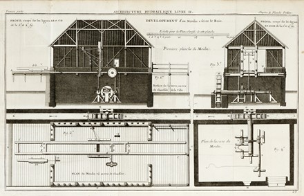  Belidor Bernard : Architecture hydraulique, ou L'arte de conduire, d'elever, et de menager les eaux pour les differens beisoin de la vie. Tome primier (-second).  - Asta Grafica & Libri - Libreria Antiquaria Gonnelli - Casa d'Aste - Gonnelli Casa d'Aste