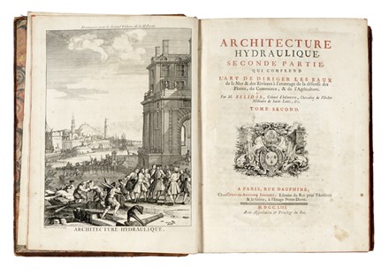  Belidor Bernard : Architecture hydraulique, ou L'arte de conduire, d'elever, et de menager les eaux pour les differens beisoin de la vie. Tome primier (-second).  - Asta Grafica & Libri - Libreria Antiquaria Gonnelli - Casa d'Aste - Gonnelli Casa d'Aste