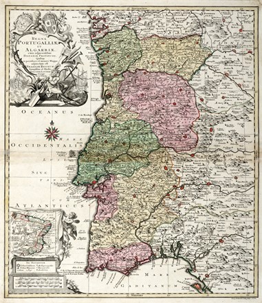  Georg Matthäus Seutter  (Augsburg,, 1678 - 1756) : Tre mappe raffiguranti paesi e territori della penisola iberica con Catalogna, Portogallo e Gibilterra.  - Auction Graphics & Books - Libreria Antiquaria Gonnelli - Casa d'Aste - Gonnelli Casa d'Aste