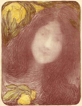  Edmond François Aman-Jean  (Chevry-Cossigny, 1860 - 1935) : Sous les fleurs.  - Auction Graphics & Books - Libreria Antiquaria Gonnelli - Casa d'Aste - Gonnelli Casa d'Aste