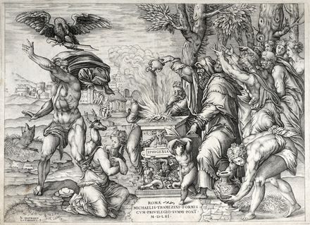  Nicolas Beatrizet  (Luneville,  - Roma, ) : Il sacrificio di Ifigenia.  - Auction  [..]