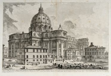  Giovanni Battista Piranesi  (Mogliano Veneto, 1720 - Roma, 1778) : Veduta dell'esterno della gran Basilica di S. Pietro in Vaticano.  - Auction Graphics & Books - Libreria Antiquaria Gonnelli - Casa d'Aste - Gonnelli Casa d'Aste