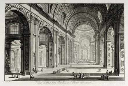  Giovanni Battista Piranesi  (Mogliano Veneto, 1720 - Roma, 1778) : Veduta dell'esterno della gran Basilica di S. Pietro in Vaticano.  - Asta Grafica & Libri - Libreria Antiquaria Gonnelli - Casa d'Aste - Gonnelli Casa d'Aste