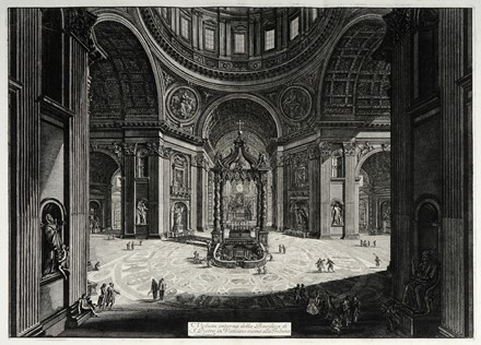  Giovanni Battista Piranesi  (Mogliano Veneto, 1720 - Roma, 1778) : Veduta interna della Basilica di S. Pietro in Vaticano vicino alla Tribuna.  - Asta Grafica & Libri - Libreria Antiquaria Gonnelli - Casa d'Aste - Gonnelli Casa d'Aste