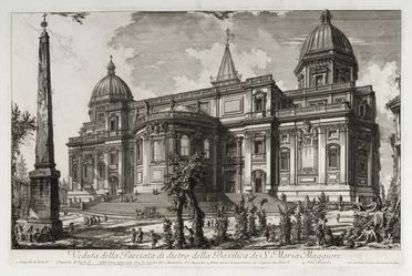  Giovanni Battista Piranesi  (Mogliano Veneto, 1720 - Roma, 1778) : Veduta della Facciata di dietro della Basilica di S. Maria Maggiore.  - Auction Graphics & Books - Libreria Antiquaria Gonnelli - Casa d'Aste - Gonnelli Casa d'Aste
