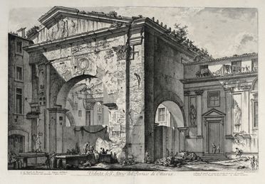  Giovanni Battista Piranesi  (Mogliano Veneto, 1720 - Roma, 1778) : Veduta dell'Atrio del Portico di Ottavia.  - Asta Grafica & Libri - Libreria Antiquaria Gonnelli - Casa d'Aste - Gonnelli Casa d'Aste