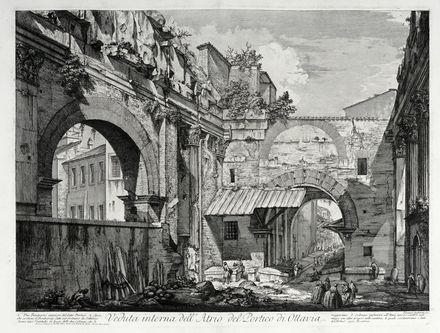  Giovanni Battista Piranesi  (Mogliano Veneto, 1720 - Roma, 1778) : Veduta dell'Atrio del Portico di Ottavia.  - Asta Grafica & Libri - Libreria Antiquaria Gonnelli - Casa d'Aste - Gonnelli Casa d'Aste