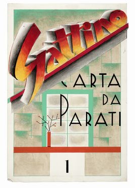  E. Massaro : Lotto composto di 2 progetti per Gattino Carta da Parati.  - Asta Grafica & Libri - Libreria Antiquaria Gonnelli - Casa d'Aste - Gonnelli Casa d'Aste