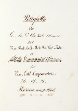 Poliglotta / per  G. M. V. De Paoli Alunno / Del / Ven. Pont. Coll. Urb. De Prop. Fede / a / Attilio Giovannini Alunno / del / Ven. Coll. Capranica [...] Letteratura straniera, Letteratura  - Auction Graphics & Books - Libreria Antiquaria Gonnelli - Casa d'Aste - Gonnelli Casa d'Aste