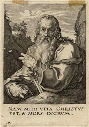  Hendrik Goltzius  (Mühlbracht,, 1558 - Haarlem,, 1617) : San Paolo e i dodici apostoli con il Credo.  - Asta Grafica & Libri - Libreria Antiquaria Gonnelli - Casa d'Aste - Gonnelli Casa d'Aste