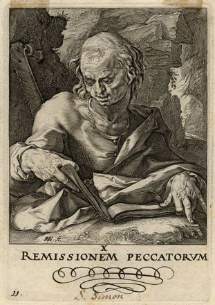  Hendrik Goltzius  (Mhlbracht,, 1558 - Haarlem,, 1617) : San Paolo e i dodici apostoli con il Credo.  - Asta Grafica & Libri - Libreria Antiquaria Gonnelli - Casa d'Aste - Gonnelli Casa d'Aste